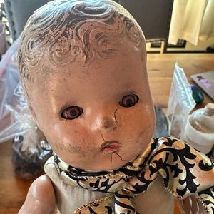 Antique Horseman Sleepy Eye Baby Doll Composition Excellent Cracking
